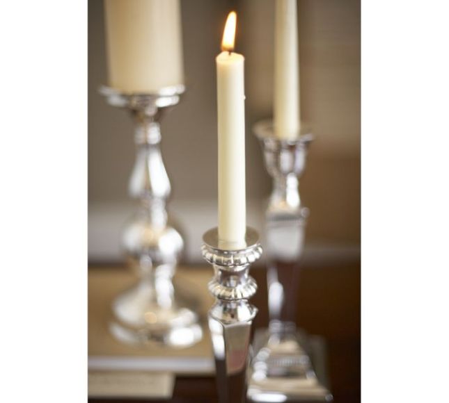 wedding gift tips 4 Eclectic Silver Plated Candlesticks from Pottery Barn